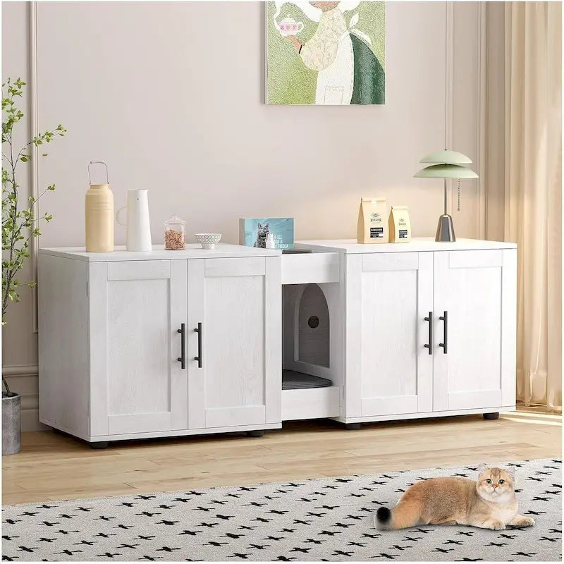 Meuble-cache litière double pour chat
