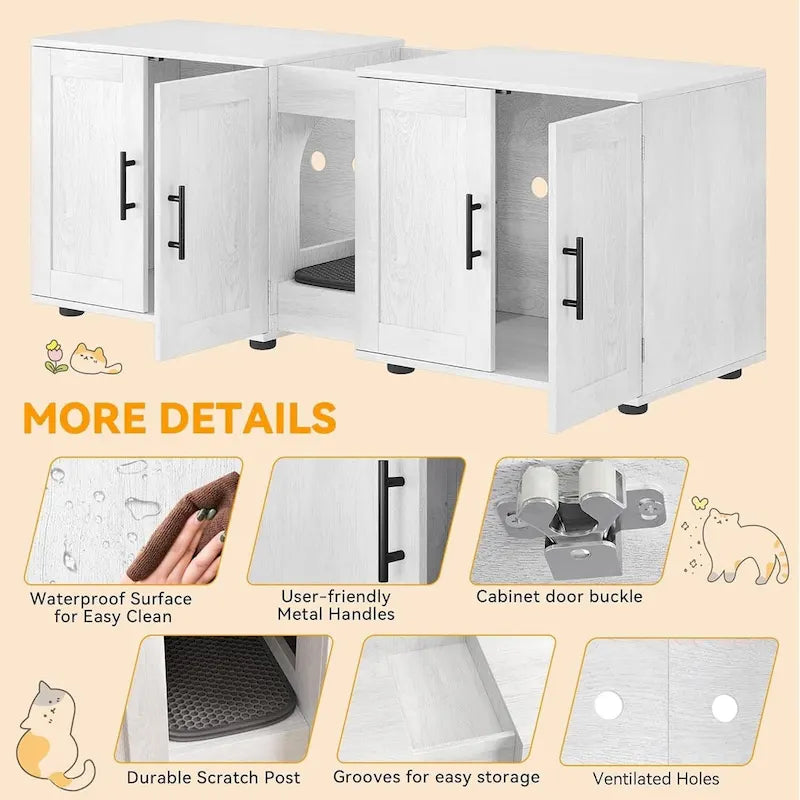 Meuble-cache litière double pour chat