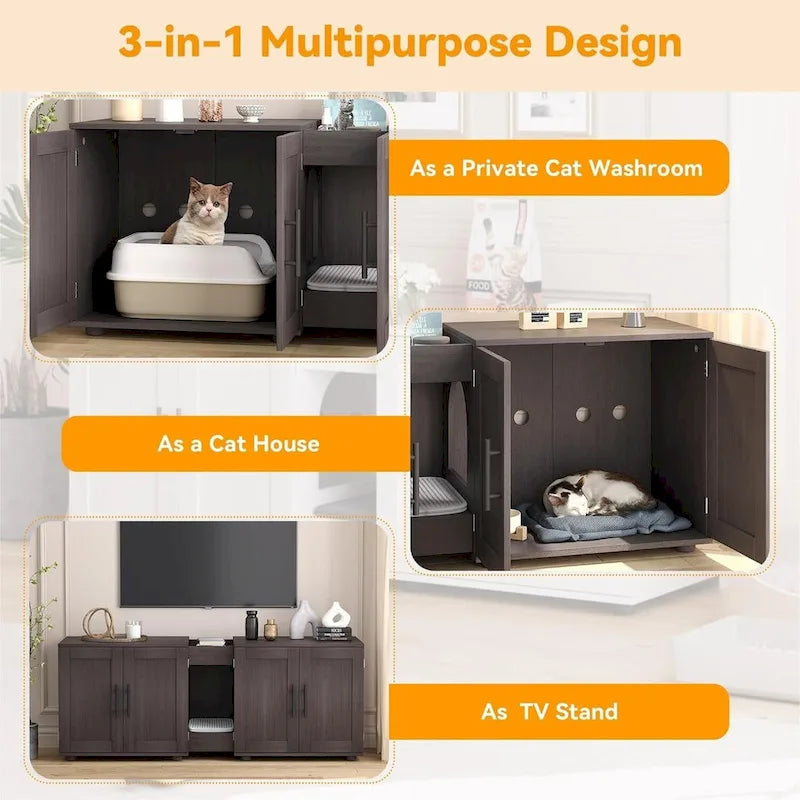 Meuble-cache litière double pour chat