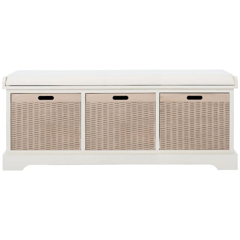 Banc de rangement capitonné à trois tiroirs - 47Lx15Px19H