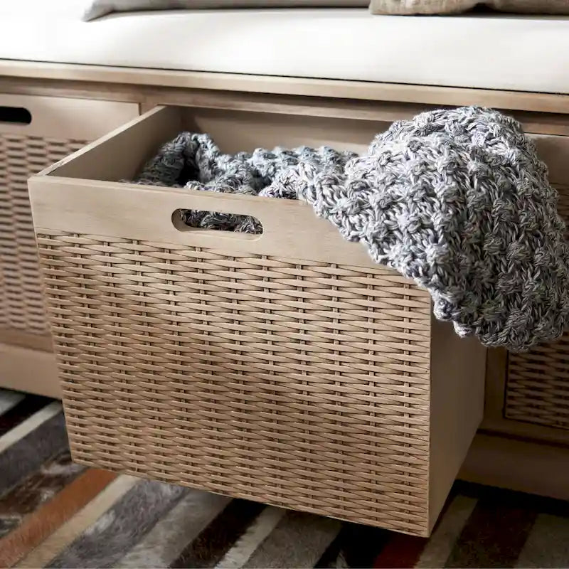 Banc de rangement capitonné à trois tiroirs - 47Lx15Px19H