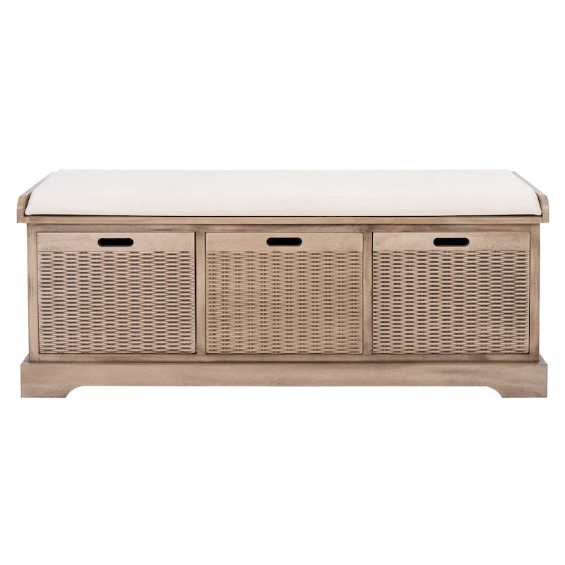 Banc de rangement capitonné à trois tiroirs - 47Lx15Px19H