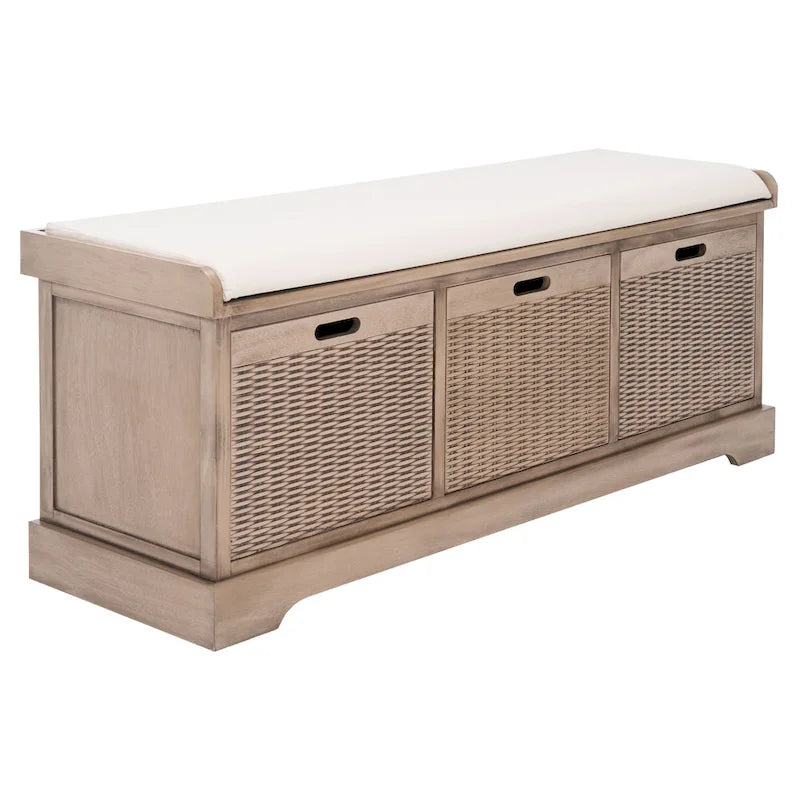 Banc de rangement capitonné à trois tiroirs - 47Lx15Px19H