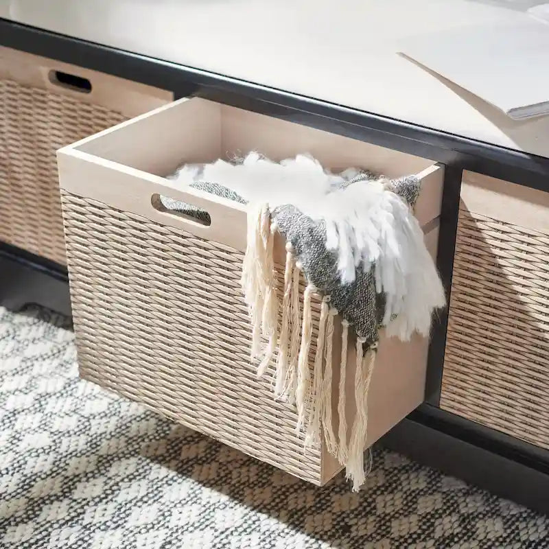 Banc de rangement capitonné à trois tiroirs - 47Lx15Px19H