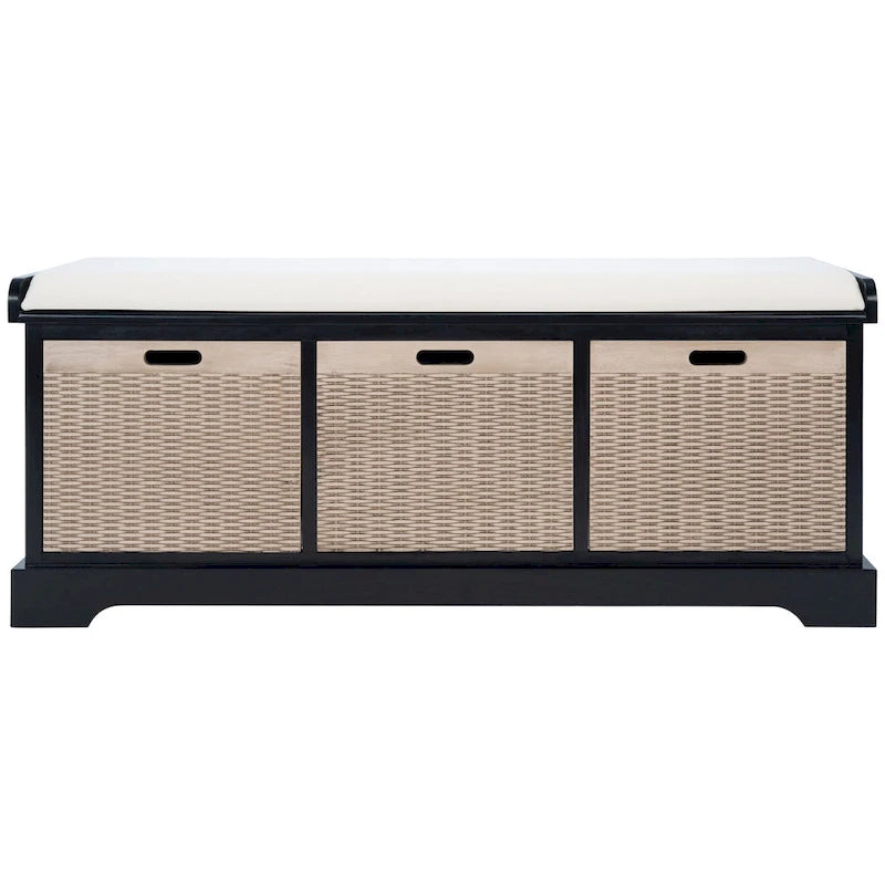 Banc de rangement capitonné à trois tiroirs - 47Lx15Px19H