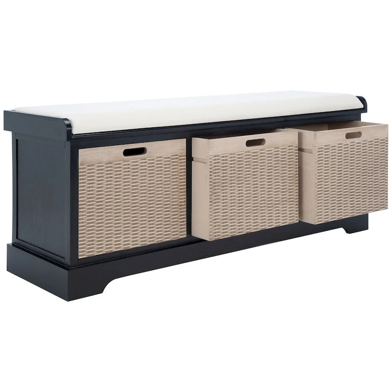 Banc de rangement capitonné à trois tiroirs - 47Lx15Px19H