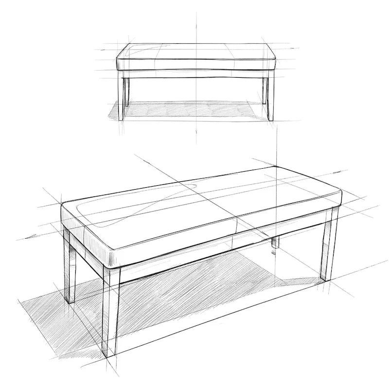Repose-pieds rectangulaire moderne de 43 pouces de large