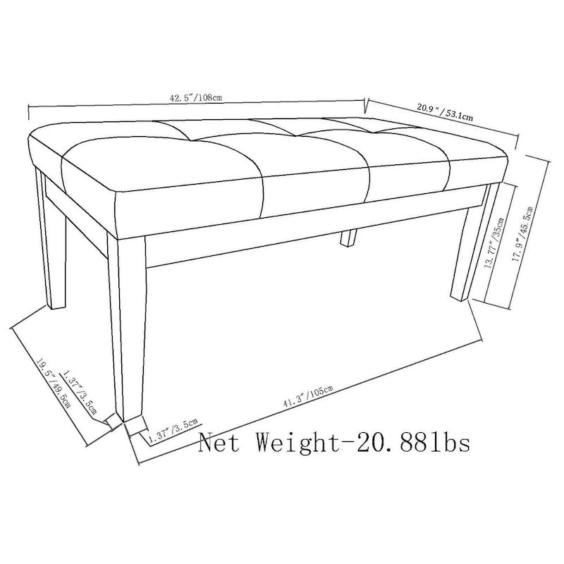 Repose-pieds rectangulaire moderne de 43 pouces de large