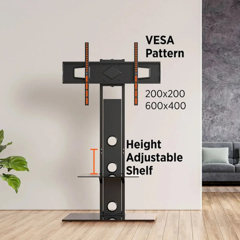 Meuble TV pivotant haut de gamme, convient aux écrans de 37 à 72 pouces, avec étagères, supporte jusqu'à 50 kg.