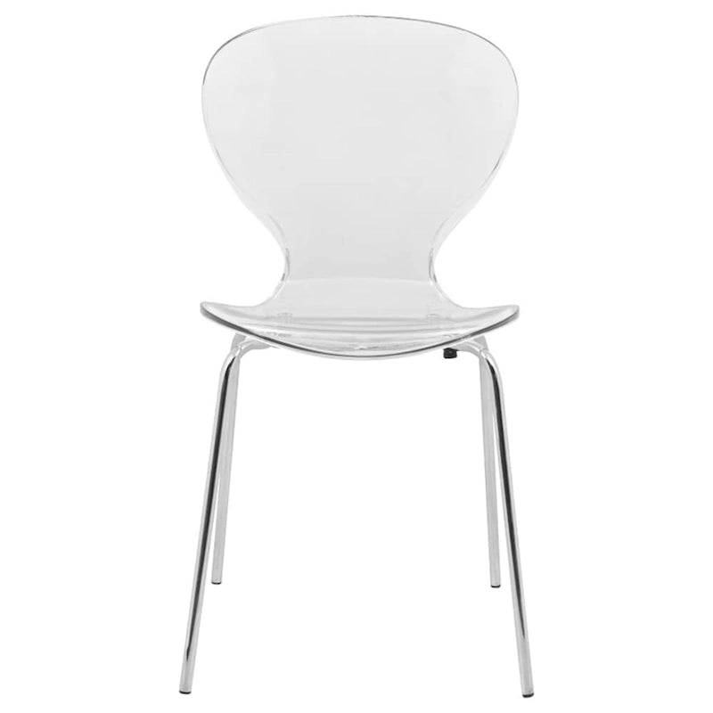 Chaise de salle à manger empilable en plastique avec pieds chromés, lot de 4 chaises d'appoint transparentes pour l'intérieur et l'extérieur