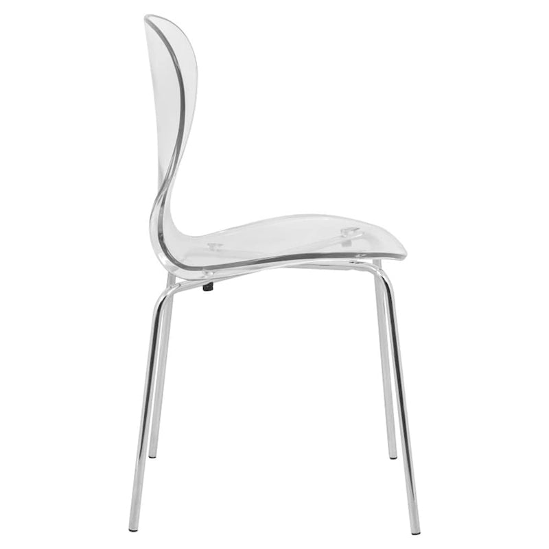 Chaise de salle à manger empilable en plastique avec pieds chromés, lot de 4 chaises d'appoint transparentes pour l'intérieur et l'extérieur