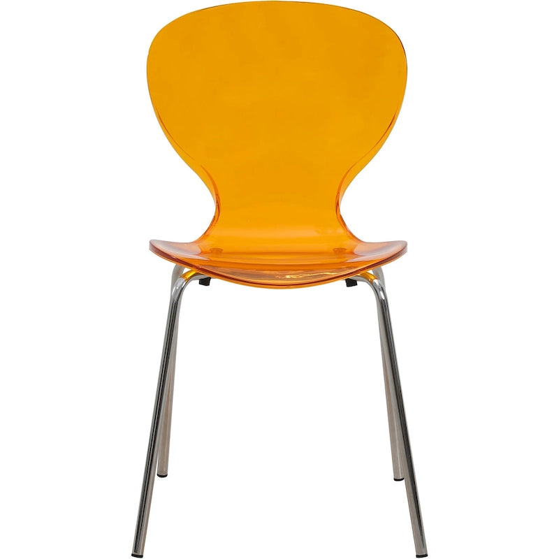 Chaise de salle à manger empilable en plastique avec pieds chromés, lot de 4 chaises d'appoint transparentes pour l'intérieur et l'extérieur