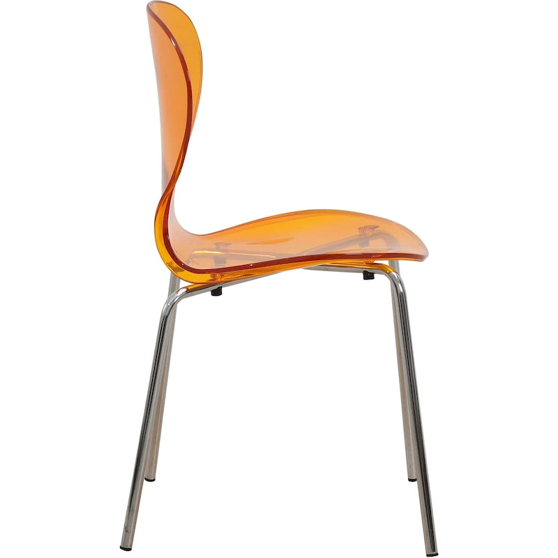 Chaise de salle à manger empilable en plastique avec pieds chromés, lot de 4 chaises d'appoint transparentes pour l'intérieur et l'extérieur