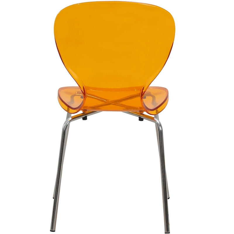 Chaise de salle à manger empilable en plastique avec pieds chromés, lot de 4 chaises d'appoint transparentes pour l'intérieur et l'extérieur