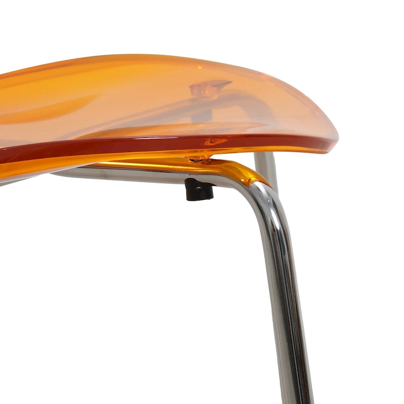 Chaise de salle à manger empilable en plastique avec pieds chromés, lot de 4 chaises d'appoint transparentes pour l'intérieur et l'extérieur