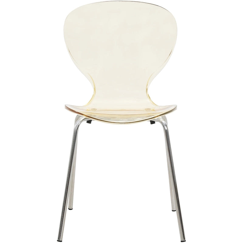 Chaise de salle à manger empilable en plastique avec pieds chromés, lot de 4 chaises d'appoint transparentes pour l'intérieur et l'extérieur