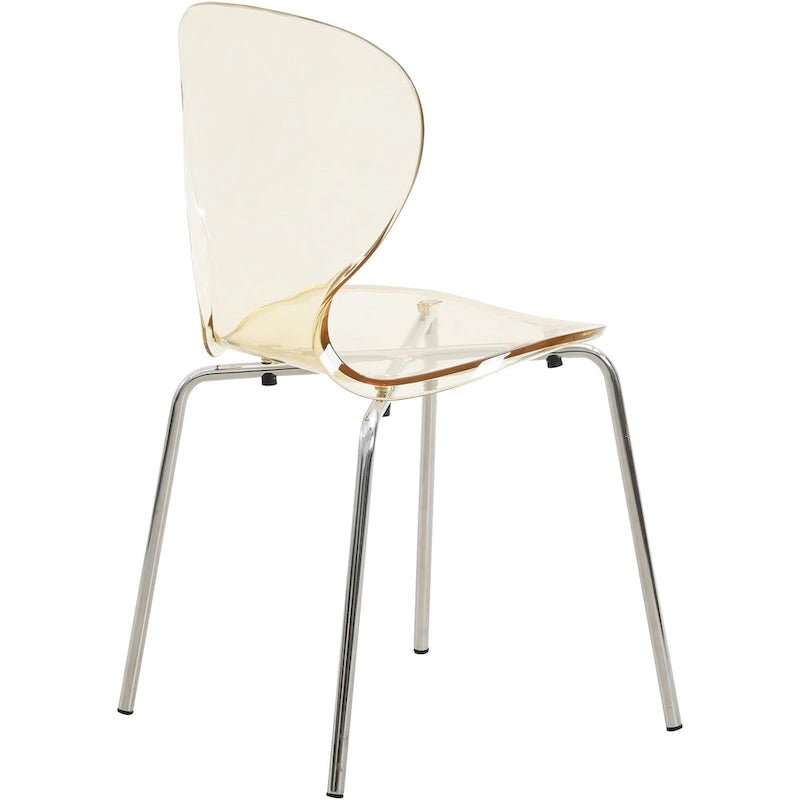 Chaise de salle à manger empilable en plastique avec pieds chromés, lot de 4 chaises d'appoint transparentes pour l'intérieur et l'extérieur