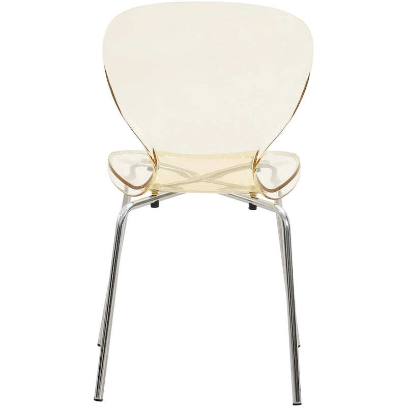 Chaise de salle à manger empilable en plastique avec pieds chromés, lot de 4 chaises d'appoint transparentes pour l'intérieur et l'extérieur
