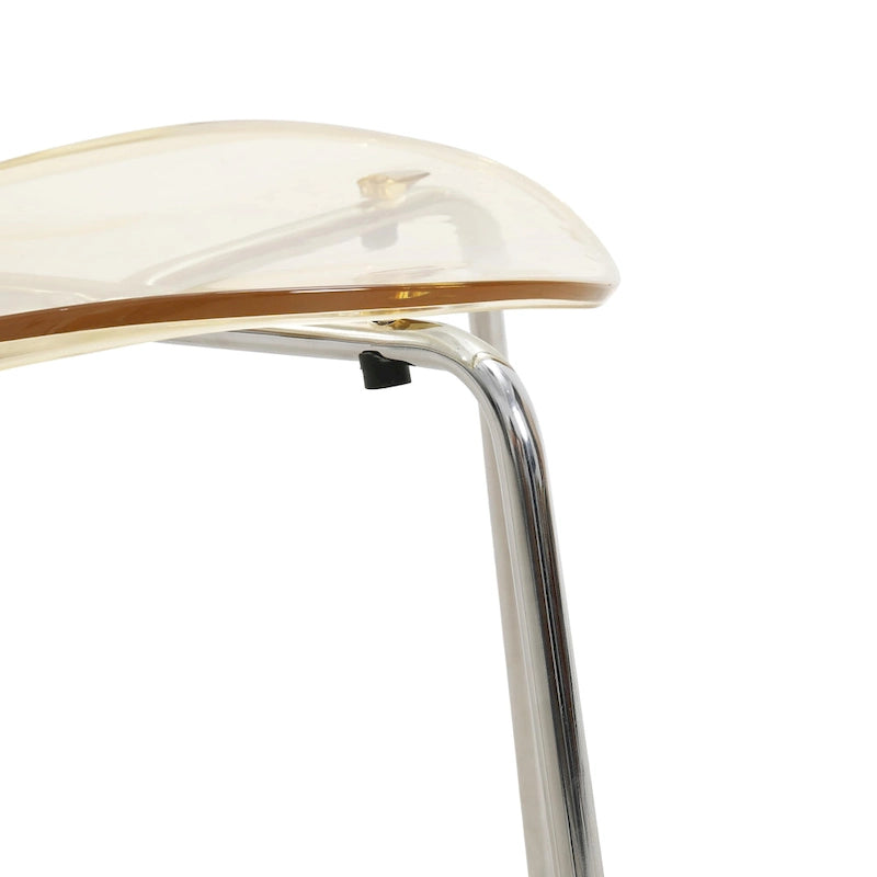 Chaise de salle à manger empilable en plastique avec pieds chromés, lot de 4 chaises d'appoint transparentes pour l'intérieur et l'extérieur