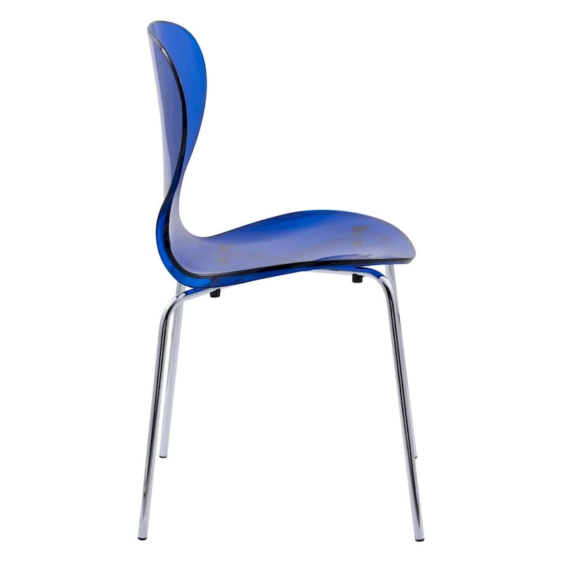 Chaise de salle à manger empilable en plastique avec pieds chromés, lot de 4 chaises d'appoint transparentes pour l'intérieur et l'extérieur