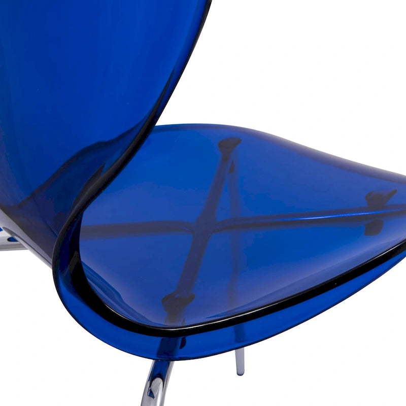 Chaise de salle à manger empilable en plastique avec pieds chromés, lot de 4 chaises d'appoint transparentes pour l'intérieur et l'extérieur