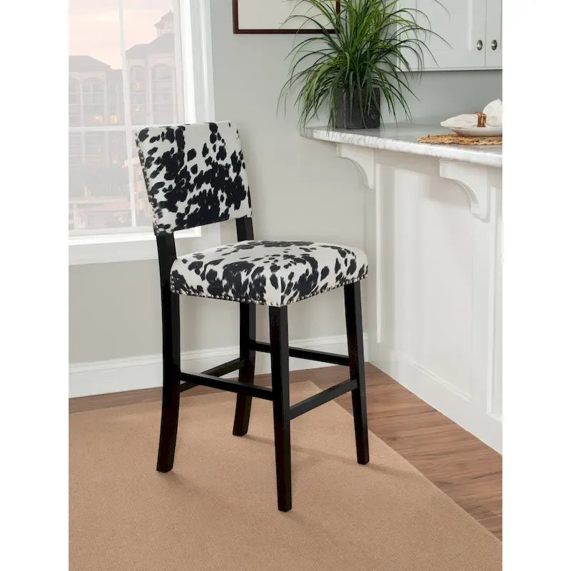 Tabourets de bar à imprimé vache noir et blanc