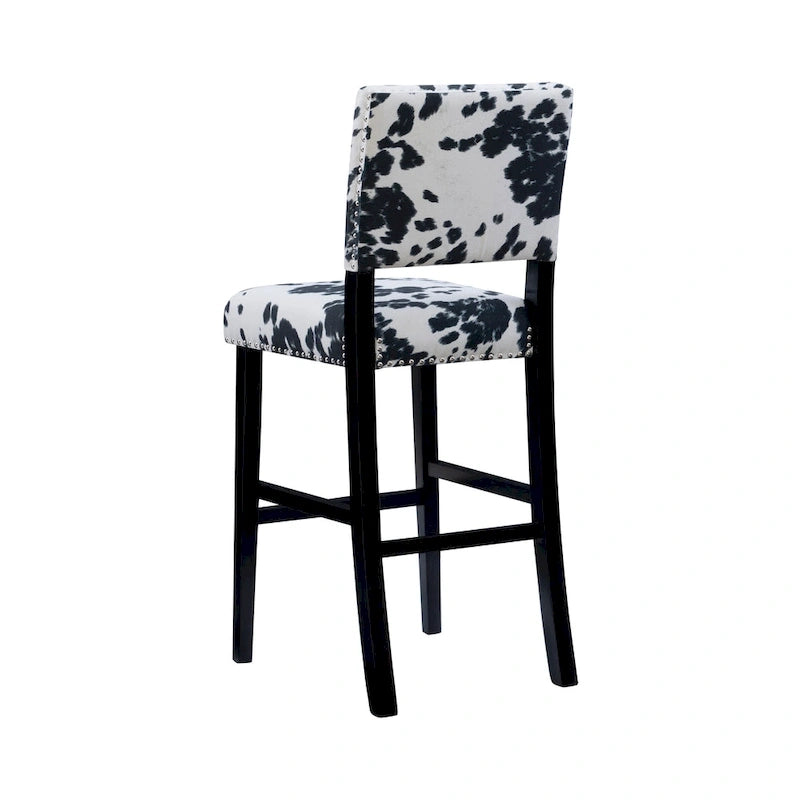 Tabourets de bar à imprimé vache noir et blanc