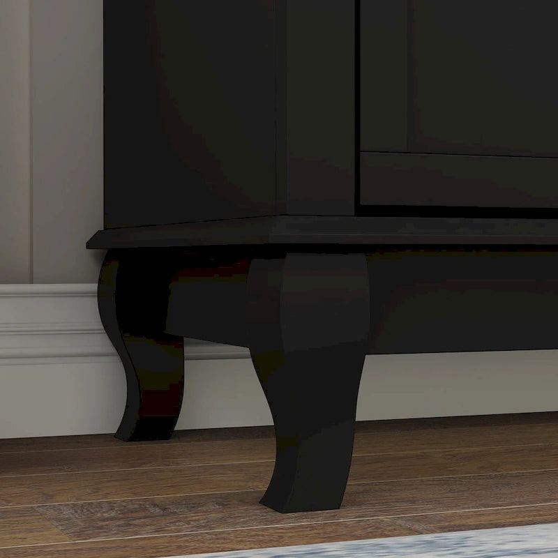 Commode de chambre laquée avec tiroirs profonds, en bois, 6 tiroirs