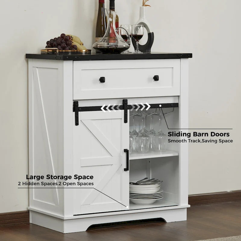 Meuble de bar à café rustique, buffet de cuisine et vaisselier pour salle à manger, salon, entrée