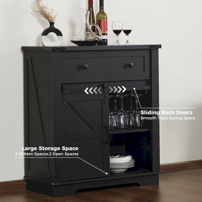 Meuble de bar à café rustique, buffet de cuisine et vaisselier pour salle à manger, salon, entrée