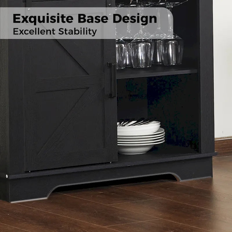 Meuble de bar à café rustique, buffet de cuisine et vaisselier pour salle à manger, salon, entrée