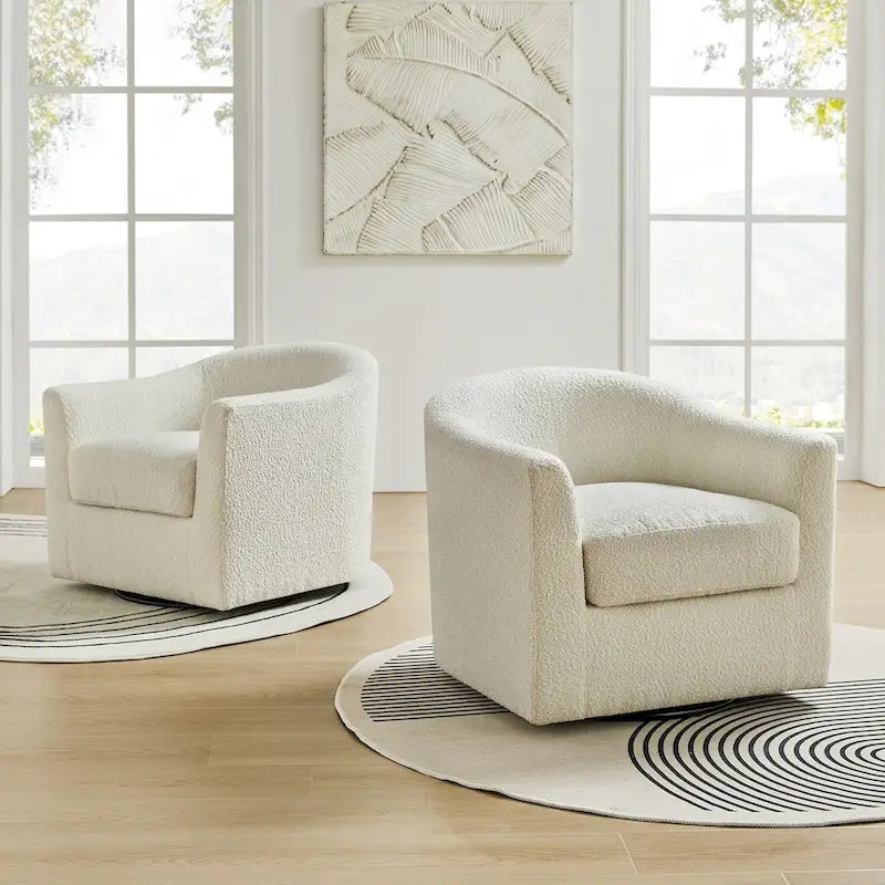 Ensemble de chaises baquets pivotantes ergonomiques modernes avec coussins moelleux bouclés (deux pièces)