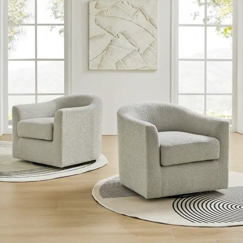 Ensemble de chaises baquets pivotantes ergonomiques modernes avec coussins moelleux bouclés (deux pièces)