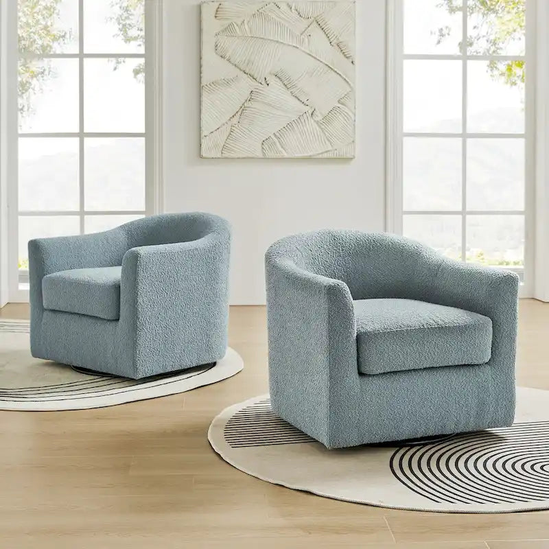 Ensemble de chaises baquets pivotantes ergonomiques modernes avec coussins moelleux bouclés (deux pièces)