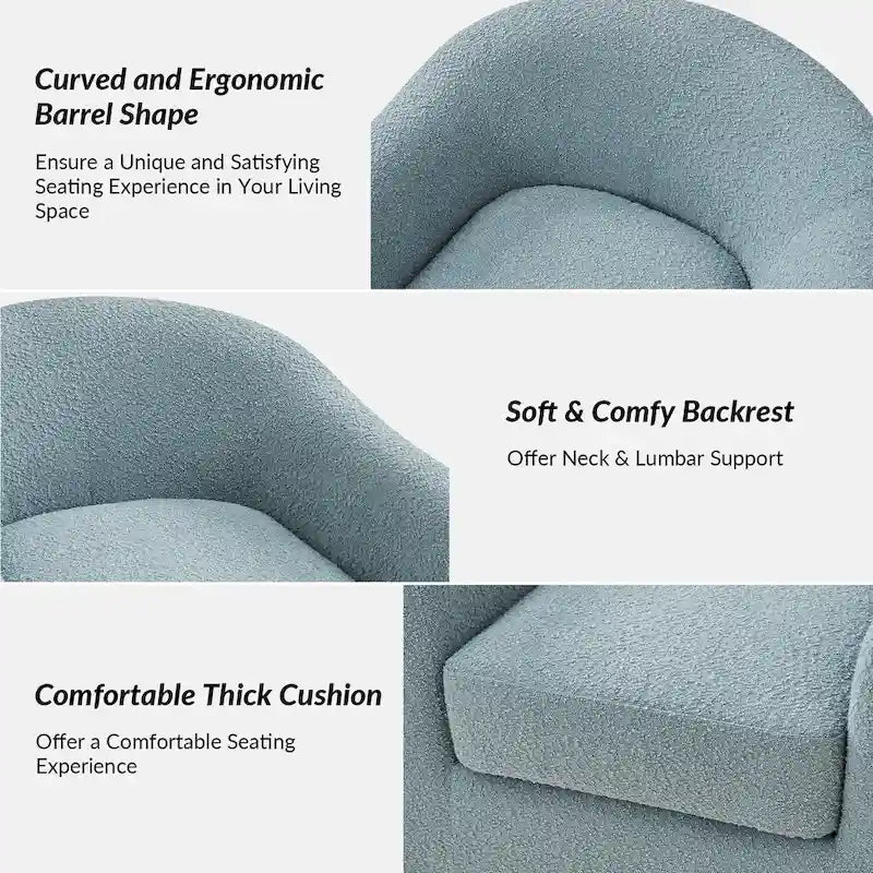 Ensemble de chaises baquets pivotantes ergonomiques modernes avec coussins moelleux bouclés (deux pièces)