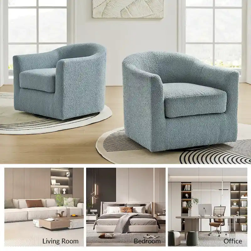Ensemble de chaises baquets pivotantes ergonomiques modernes avec coussins moelleux bouclés (deux pièces)