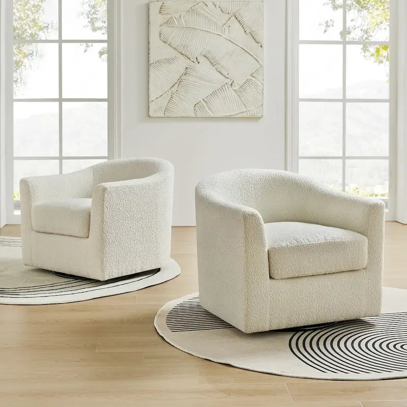 Ensemble de chaises baquets pivotantes ergonomiques modernes avec coussins moelleux bouclés (deux pièces)