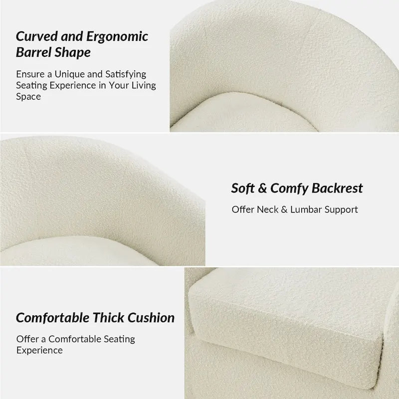 Ensemble de chaises baquets pivotantes ergonomiques modernes avec coussins moelleux bouclés (deux pièces)