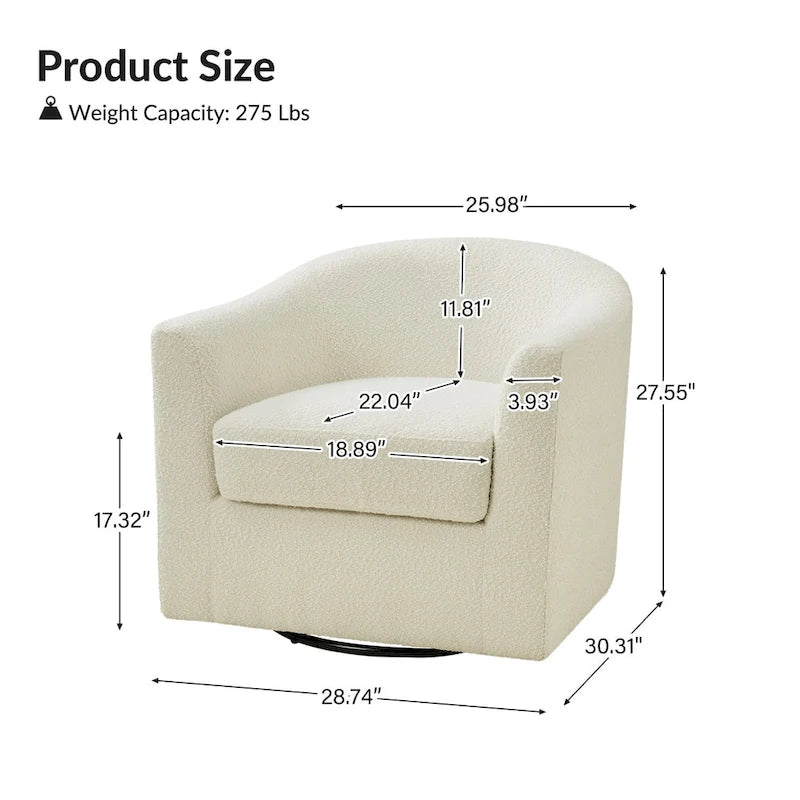 Ensemble de chaises baquets pivotantes ergonomiques modernes avec coussins moelleux bouclés (deux pièces)