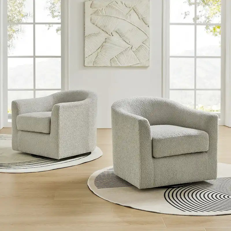 Ensemble de chaises baquets pivotantes ergonomiques modernes avec coussins moelleux bouclés (deux pièces)