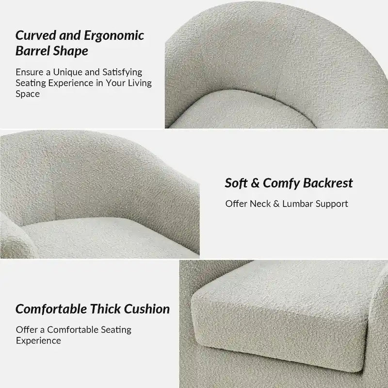 Ensemble de chaises baquets pivotantes ergonomiques modernes avec coussins moelleux bouclés (deux pièces)
