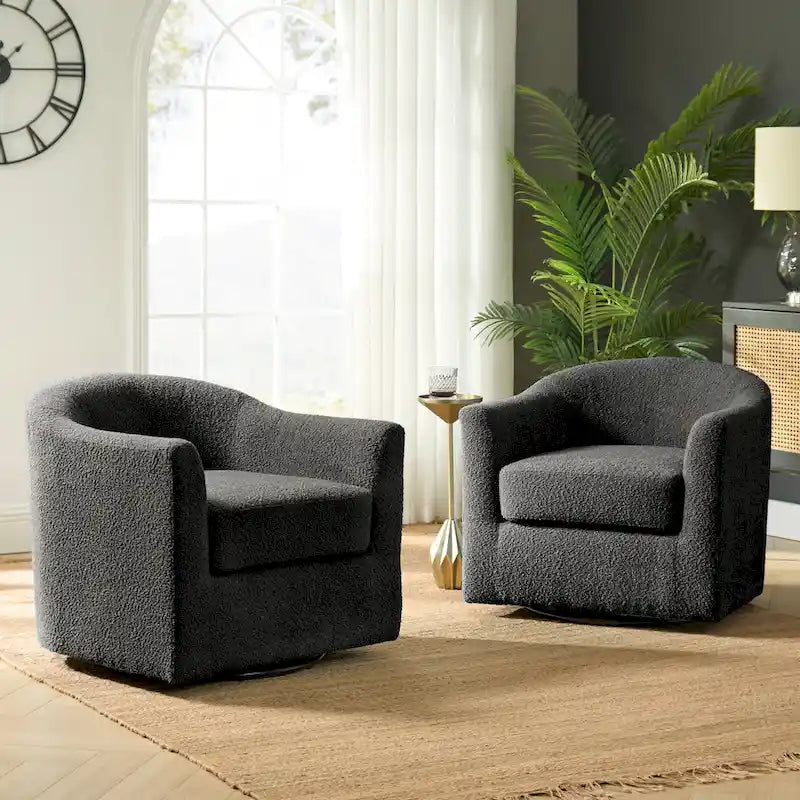 Ensemble de chaises baquets pivotantes ergonomiques modernes avec coussins moelleux bouclés (deux pièces)