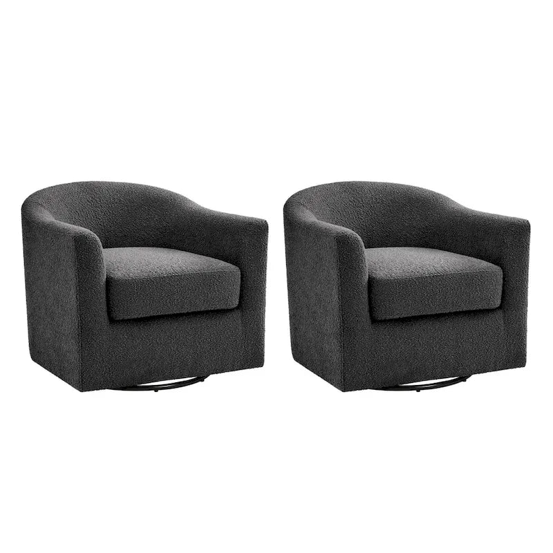 Ensemble de chaises baquets pivotantes ergonomiques modernes avec coussins moelleux bouclés (deux pièces)