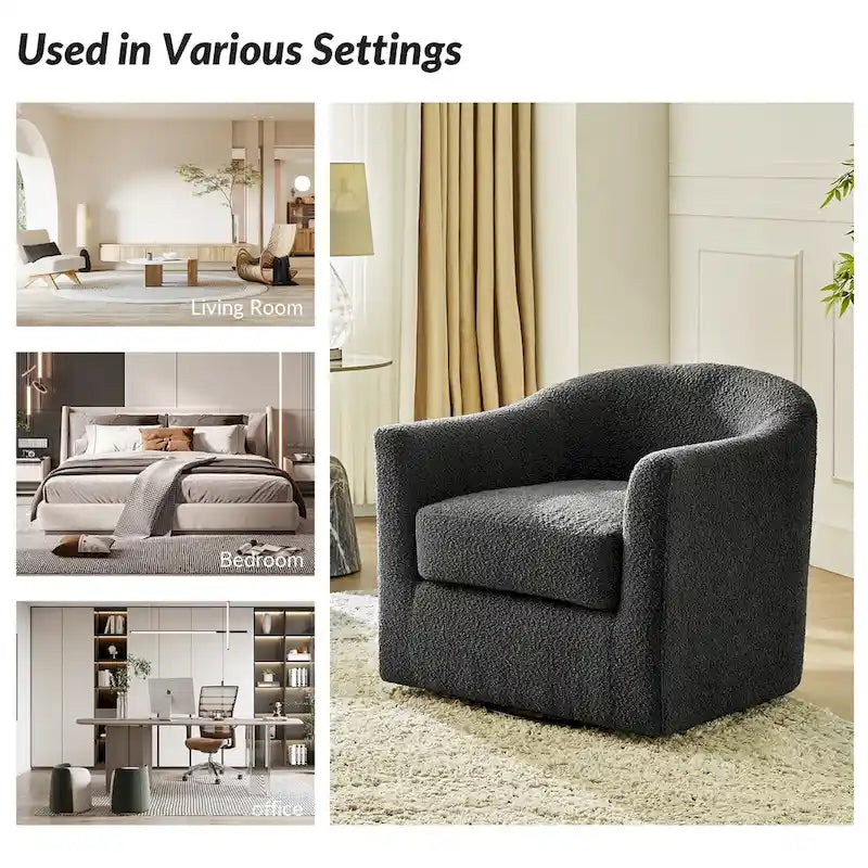 Ensemble de chaises baquets pivotantes ergonomiques modernes avec coussins moelleux bouclés (deux pièces)