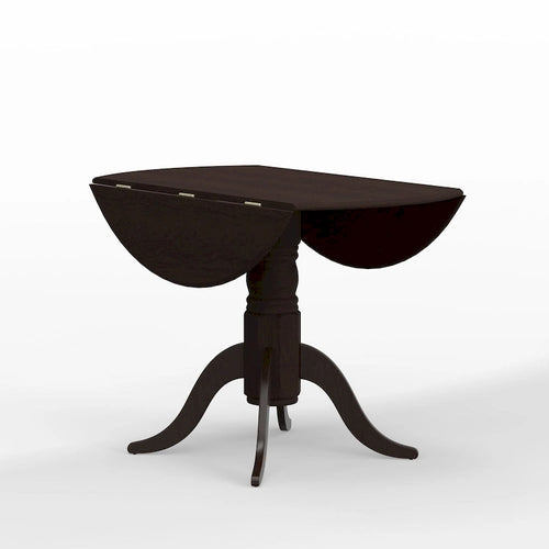 Table à manger 42 avec deux rallonges abattantes et pied central en bois