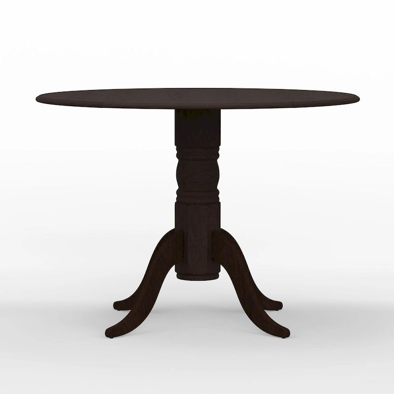 Table à manger 42 avec deux rallonges abattantes et pied central en bois