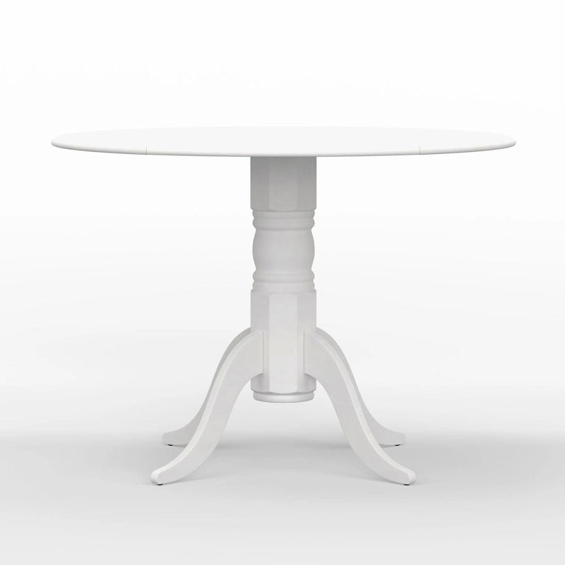 Table à manger 42 avec deux rallonges abattantes et pied central en bois