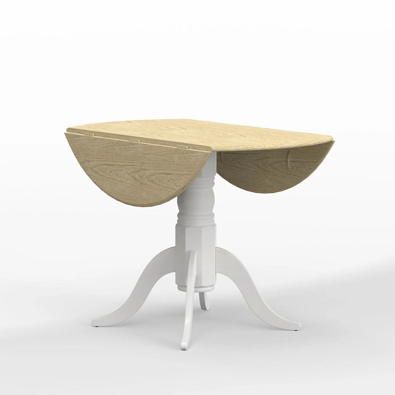 Table à manger 42 avec deux rallonges abattantes et pied central en bois