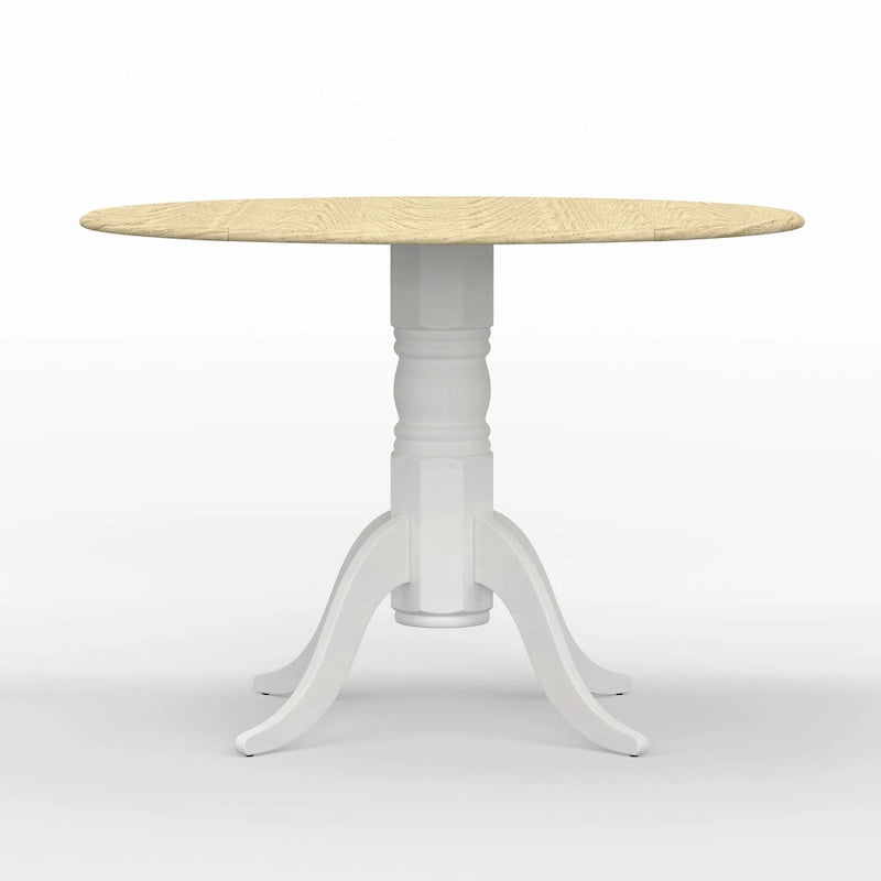 Table à manger 42 avec deux rallonges abattantes et pied central en bois