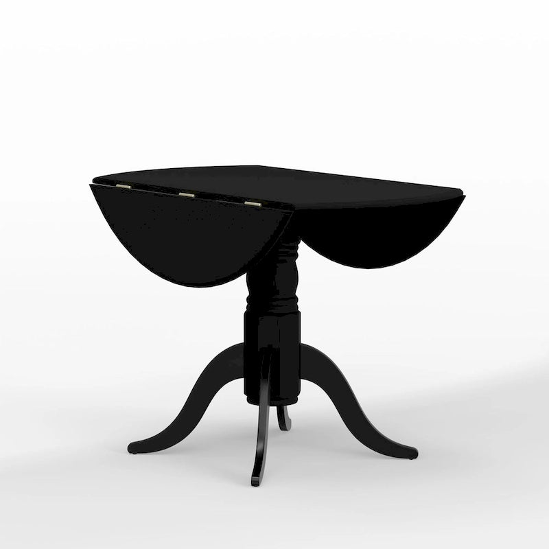 Table à manger 42 avec deux rallonges abattantes et pied central en bois